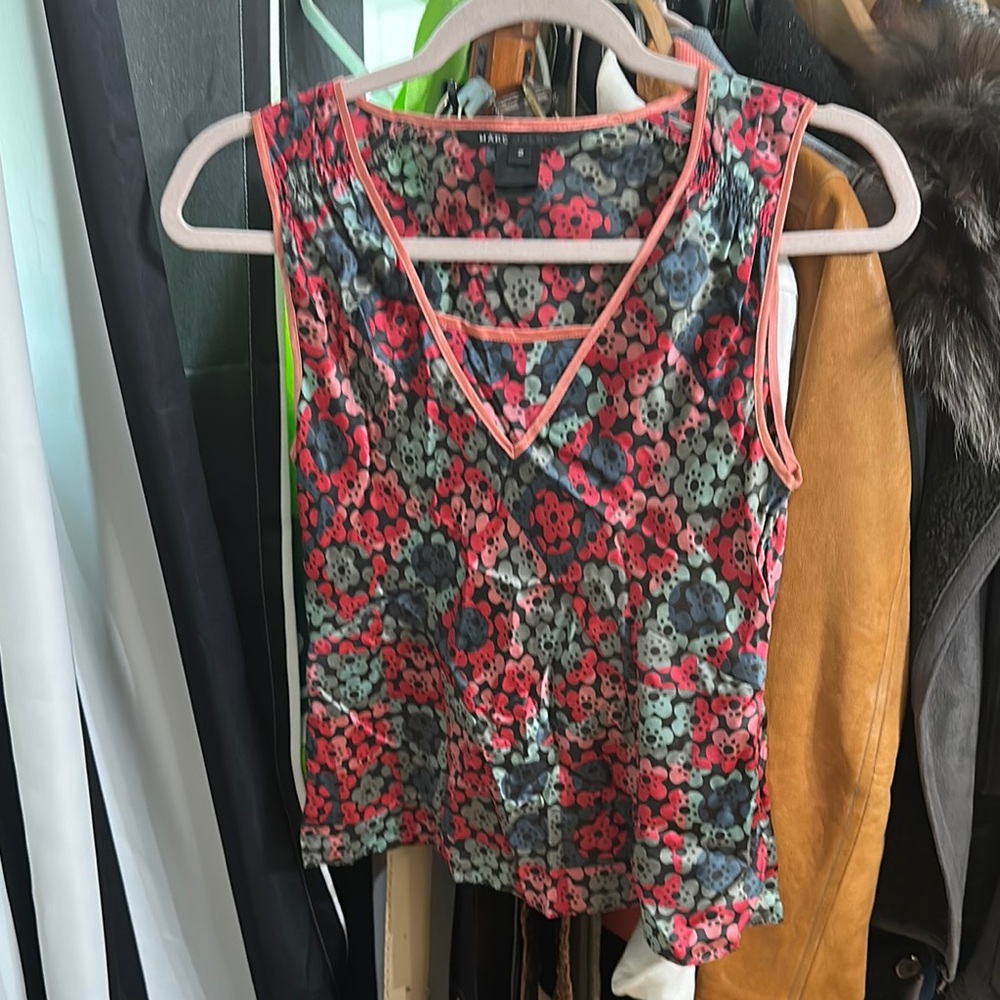 Marc Jacobs Red and Blue Fitted Tank Top